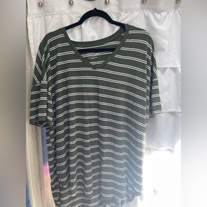 🏷️$5 DEAL!  Time and Tru green striped Short Sleeve Tee Size XXXL